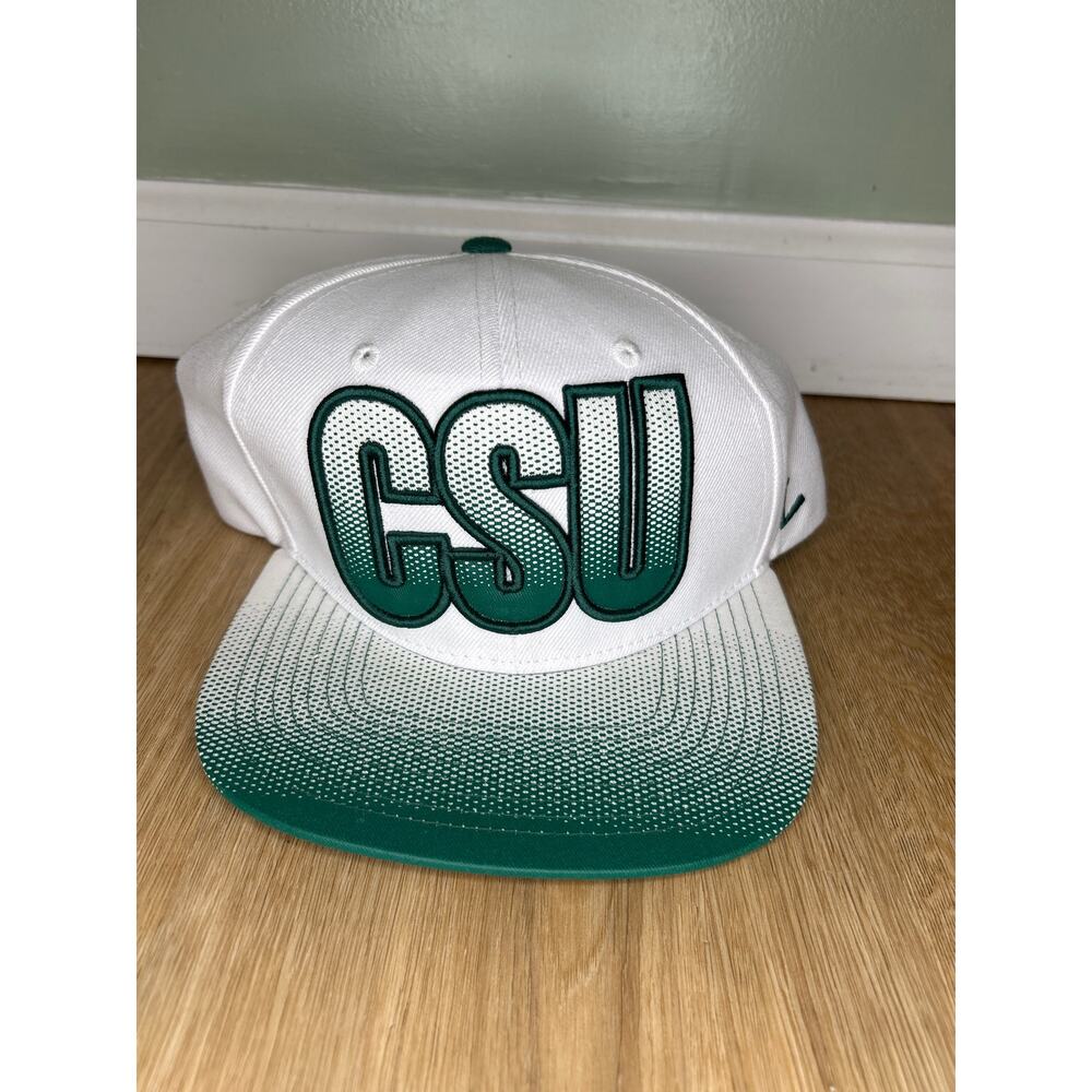 Colorado State University Men’s Flat Bill Snap Back Hat Cap CSU Rams White Green